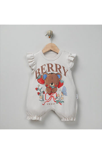 Ayıcık Desenli Şortlu Kız Bebek Tulum