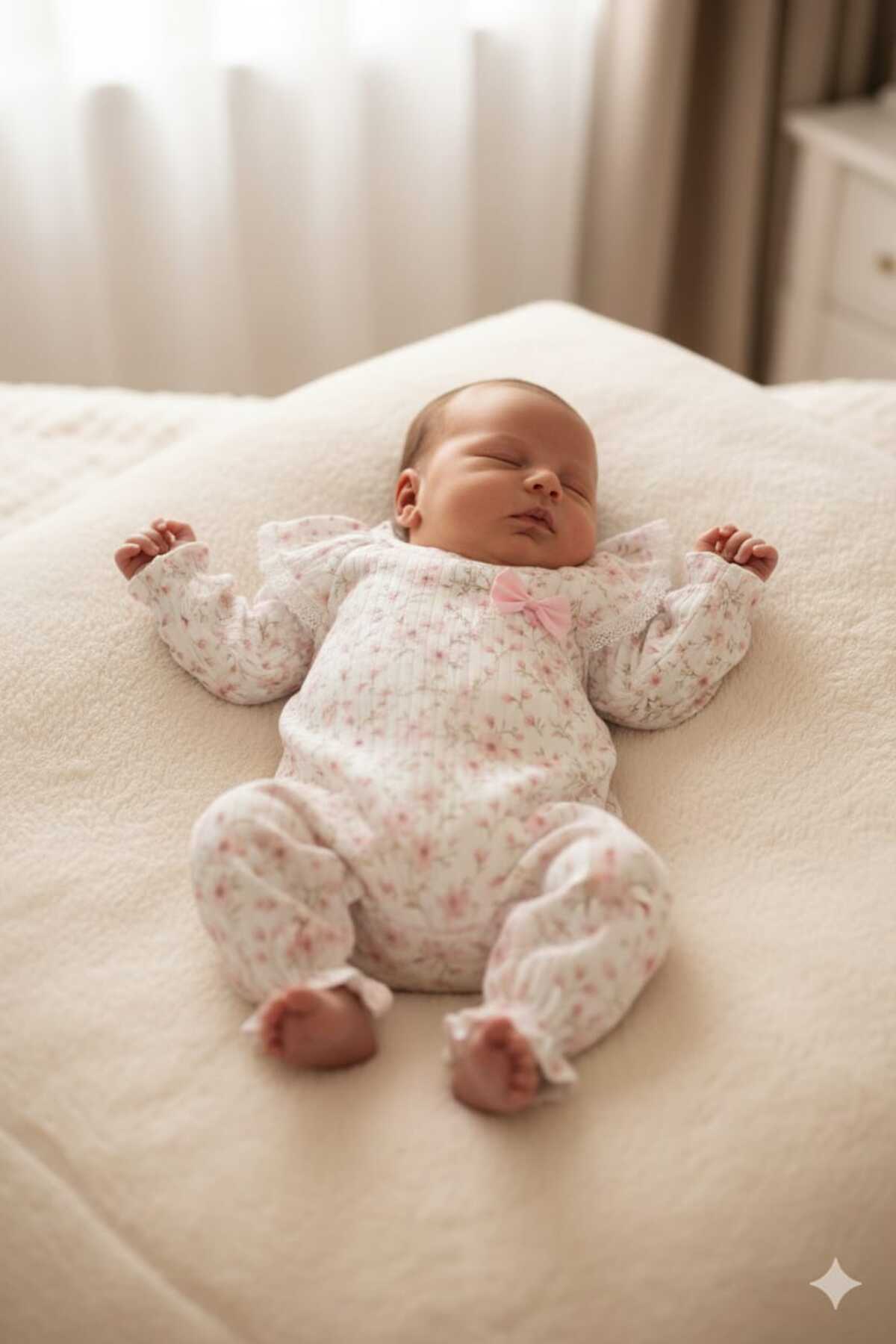 FİYONKLU ÇİÇEKLİ KIZ BEBEK TULUM