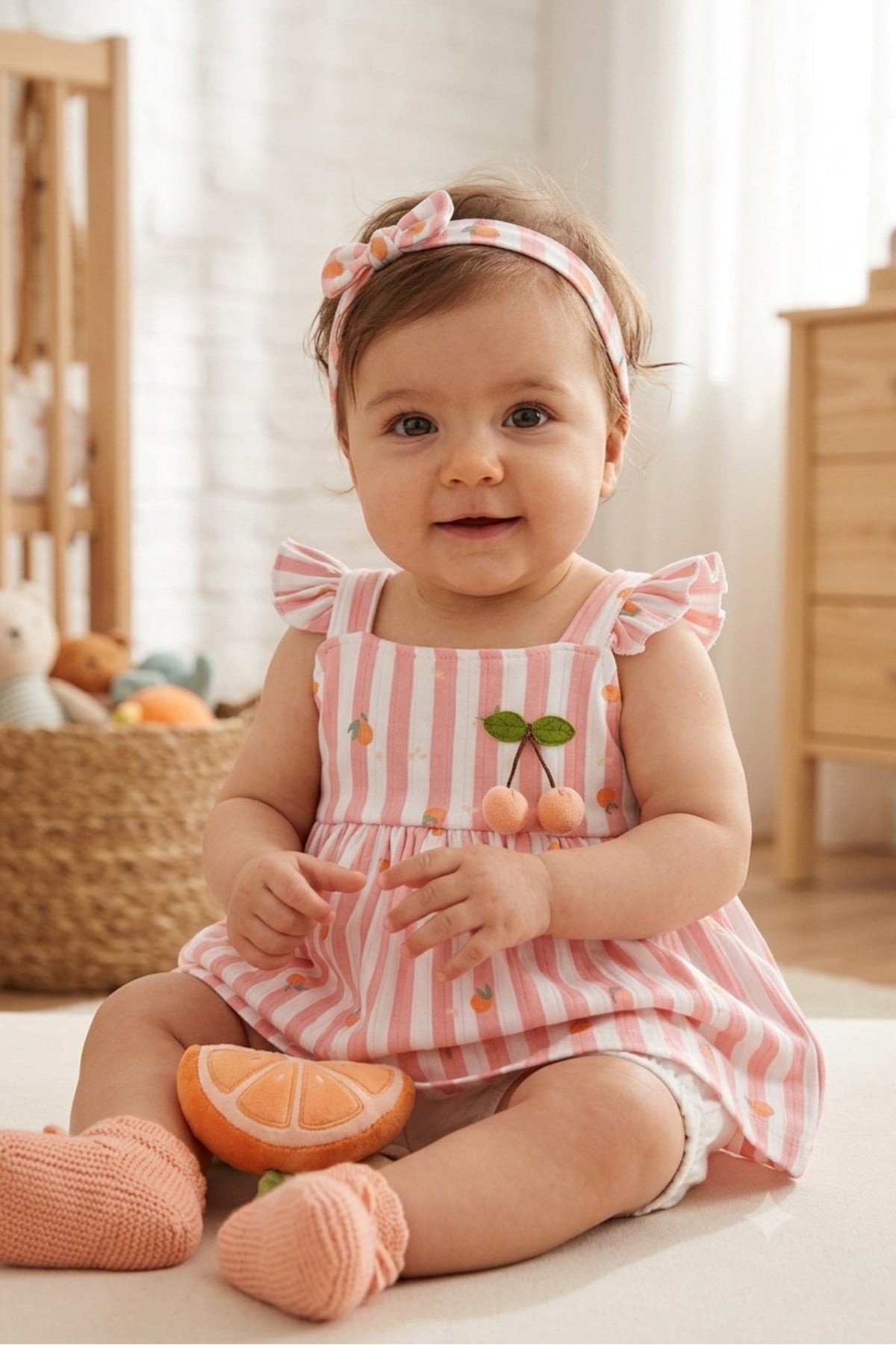 Desenli Kız Bebek Elbise