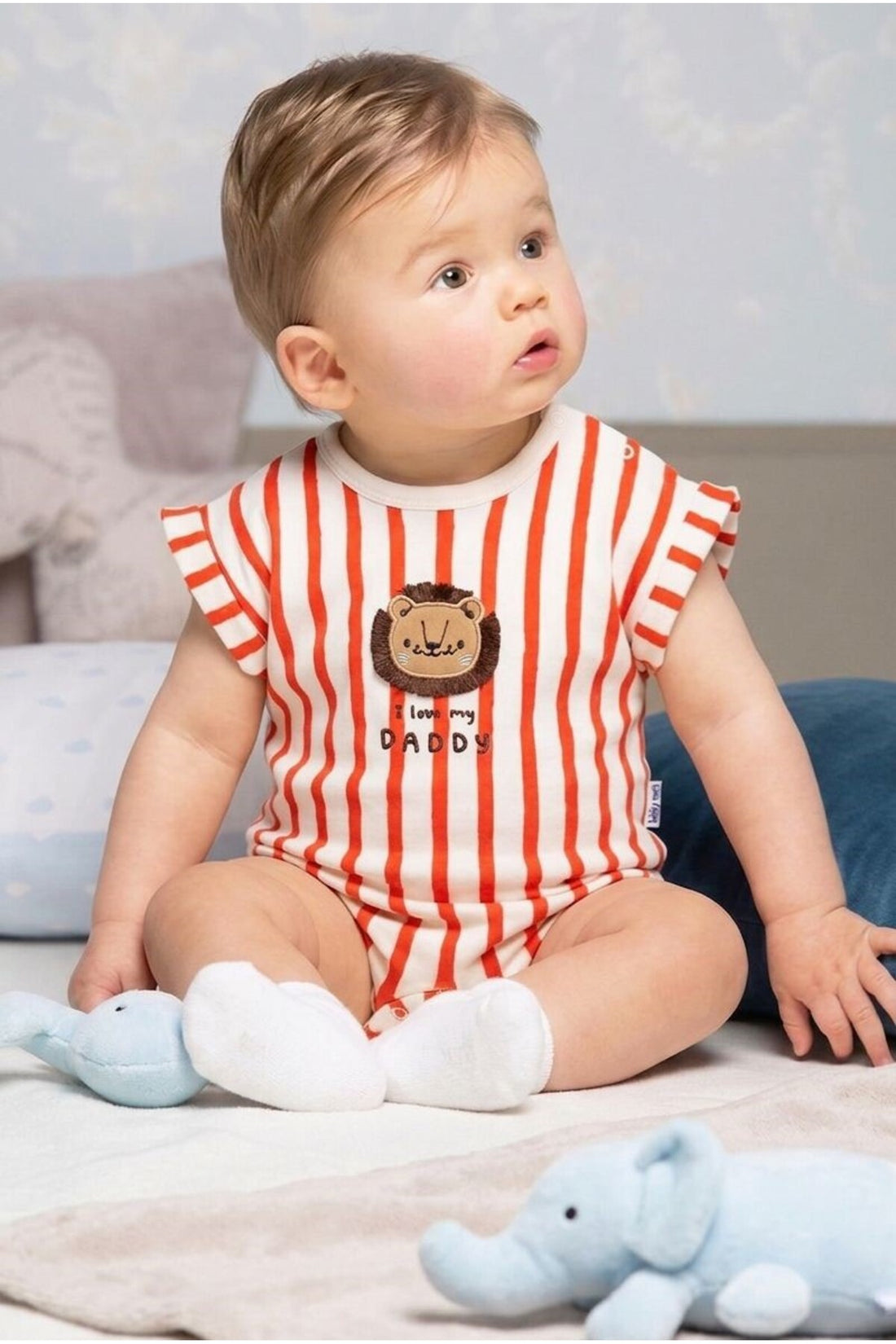 ASLAN DETAYLI ÇİZGİLİ BEBEK TULUM