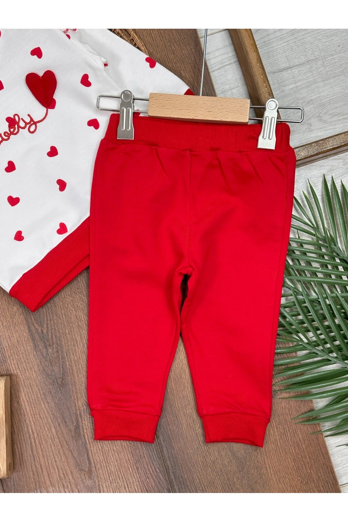 KALP BASKILI İKİLİ KIZ BEBEK TAKIM