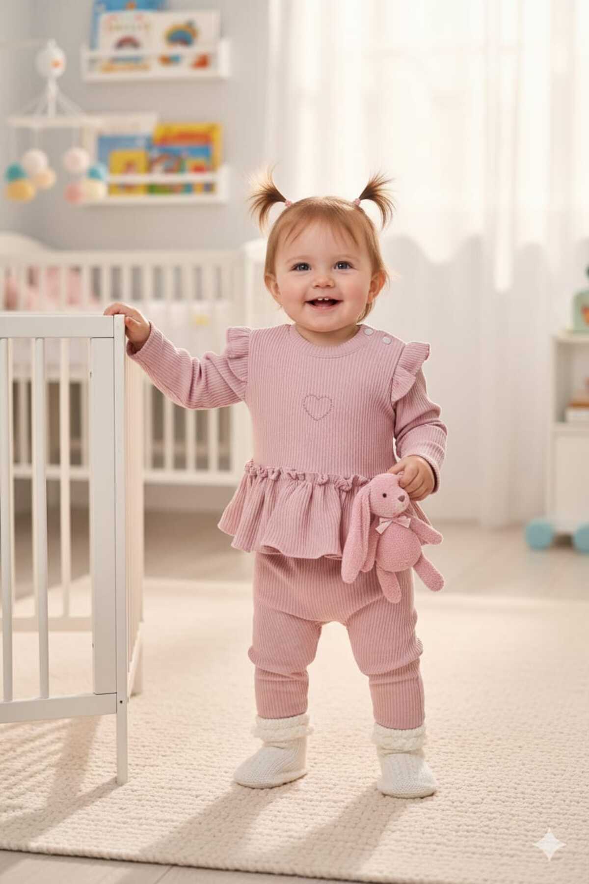 İKİLİ KALPLİ KIZ BEBEK TAKIM